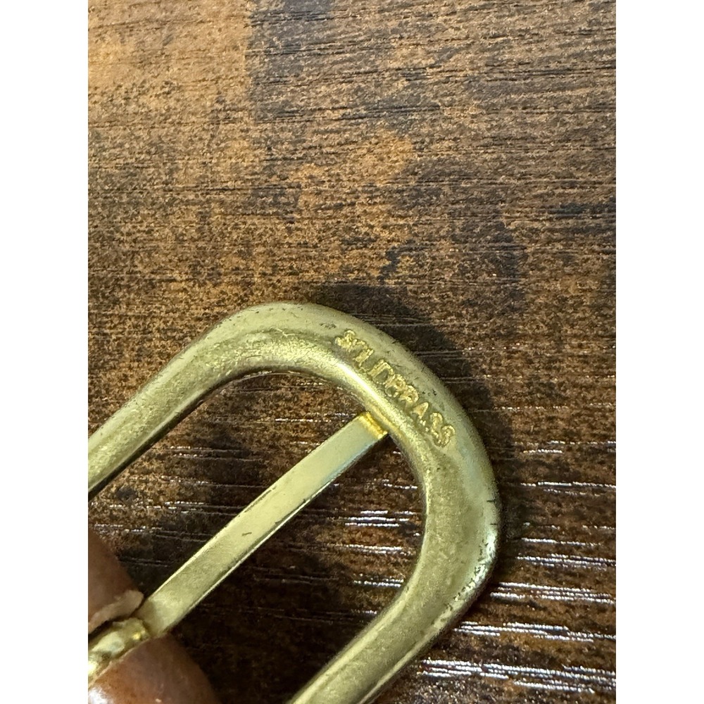 Harken Women's Meduim Brown Leather Belt Croc Embossed Medium USA Made Vintage - Picture 4 of 9
